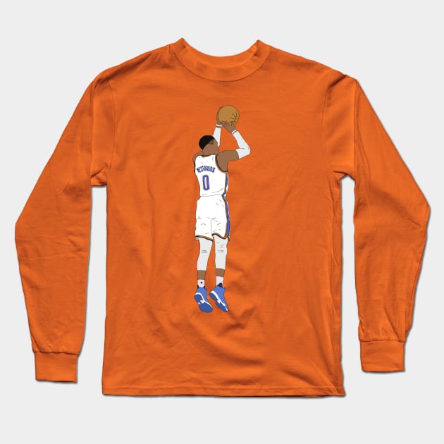 Russell Westbrook Jumpshot Long Sleeve T-Shirt by rattraptees